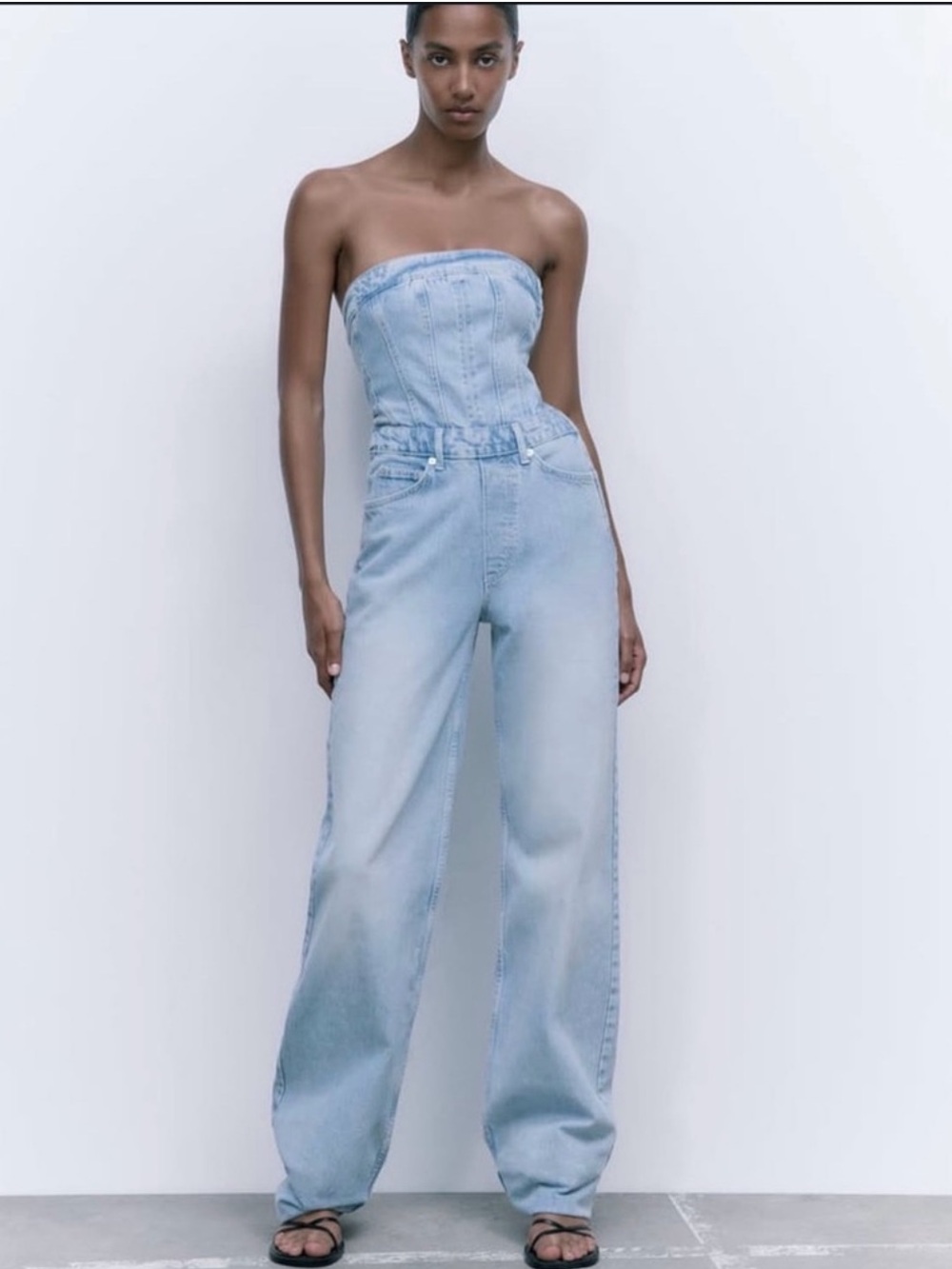 ZARA DENIM JUMPSUIT SIZE M